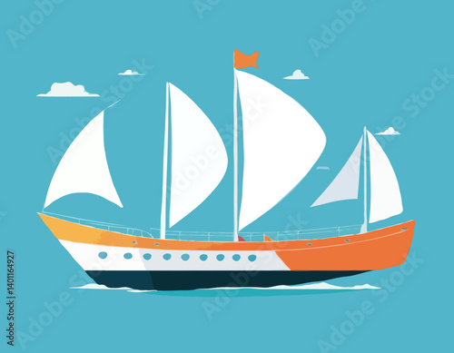 3d Vector Travel et bateau de voyage, concept Holiday Vacation, Travel and Transport