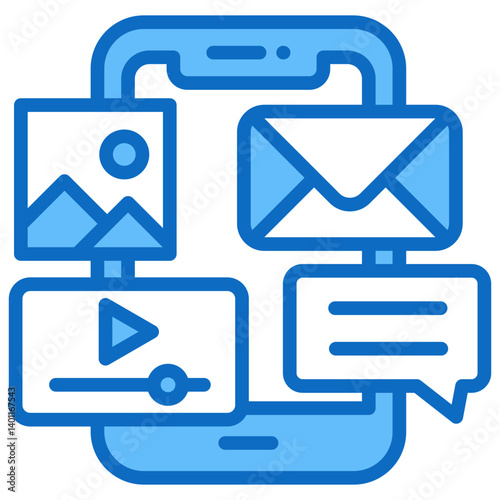 Social Media and Messaging Icon Digital Marketing Blue Fill Design Vector Concept