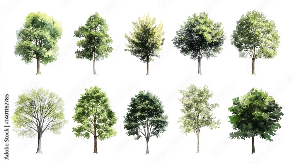 Obraz premium set of pine trees isolated