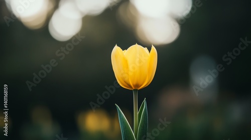 Solitary Yellow Tulip in Soft Focus