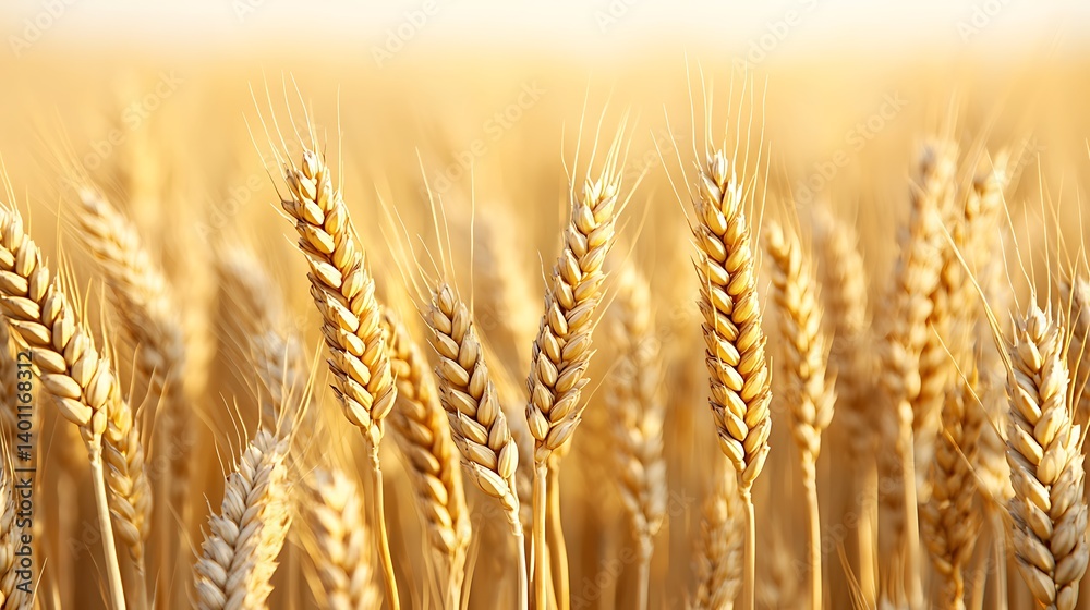 Golden Grain Field: Close-up of Ripe Wheat Ears Under Warm Sunlight, Capturing the Harvest Season Beauty. Golden Grain Field: Close-up of Ripe Wheat Ears Under Warm Sunlight, Capturing the Harvest Season Beauty.