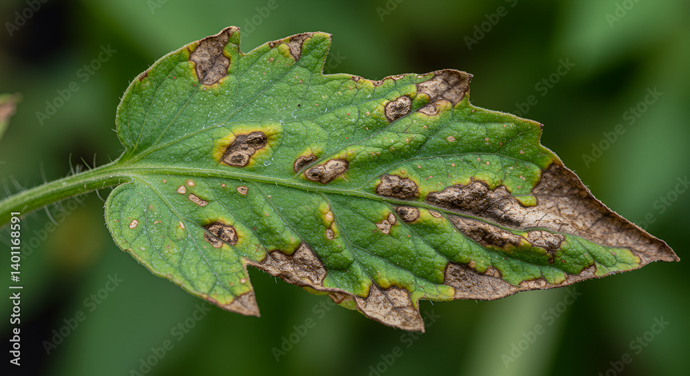 Close‑Up of Bacterial Blight on Tomato Plant Close‑Up of Bacterial Blight on Tomato Plant