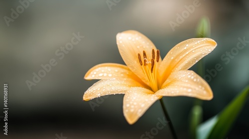 A Dew-Kissed Lily: Nature's Gentle Elegance