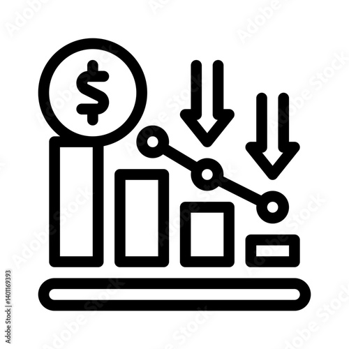 falling graph line icon