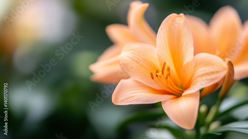Peach Lily Bloom: A Close-Up of Delicate Petals