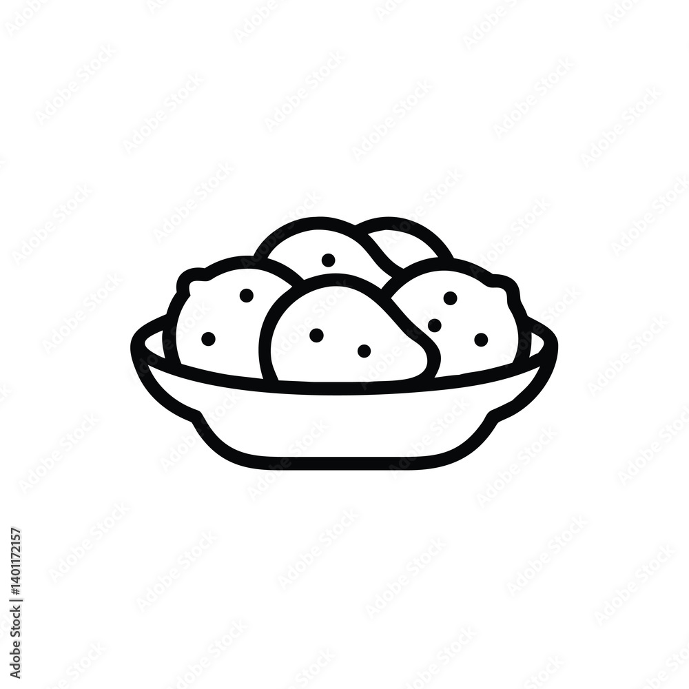 Classic Arancini Icon Isolated On White Background Depicting A Bowl Filled With Traditional Italian Rice Balls Classic Arancini Icon Isolated On White Background Depicting A Bowl Filled With Traditional Italian Rice Balls