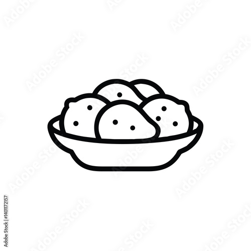 Classic Arancini Icon Isolated On White Background Depicting A Bowl Filled With Traditional Italian Rice Balls