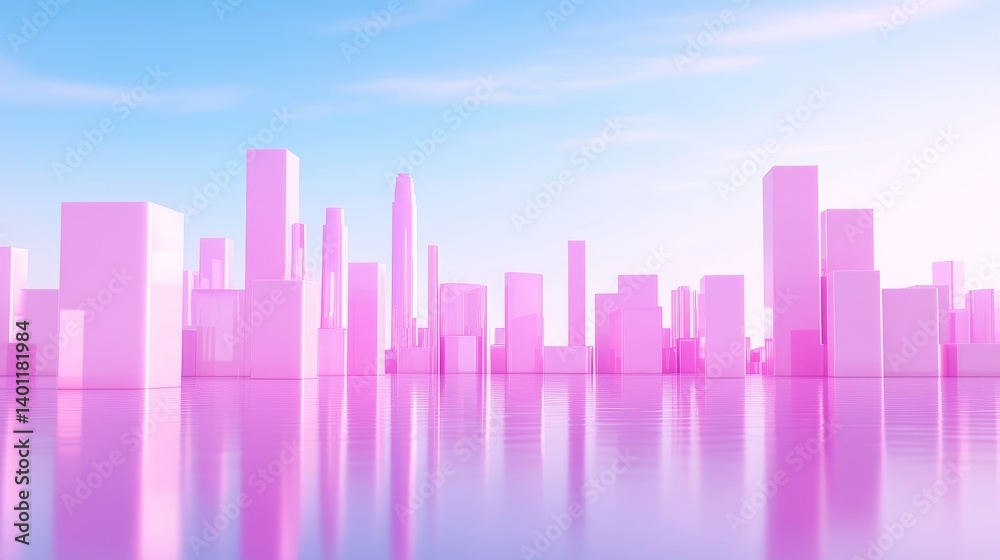 Pink Cityscape Geometric Abstract - A dreamy, minimalist city skyline. Symbolizing hope, serenity, future, innovation, and modernity Pink Cityscape Geometric Abstract - A dreamy, minimalist city skyline. Symbolizing hope, serenity, future, innovation, and modernity