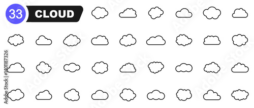 Clouds line icon set. Cloud symbols. Editable stroke. Vector illustration.
