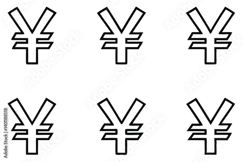 Currency Symbol: A collection of Japanese Yen symbols, elegantly representing financial concepts and international economics in a clean and simple style.