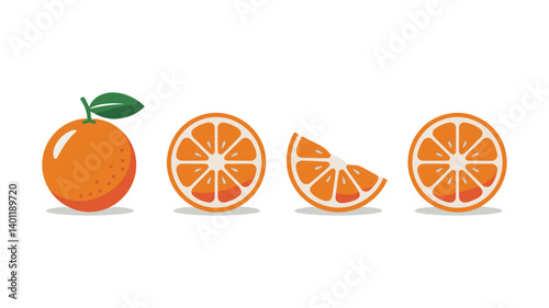 Vibrant Orange Citrus: A refreshing collection of sliced and whole oranges with vivid color in this photorealistic illustrations that capture the essence of freshness.