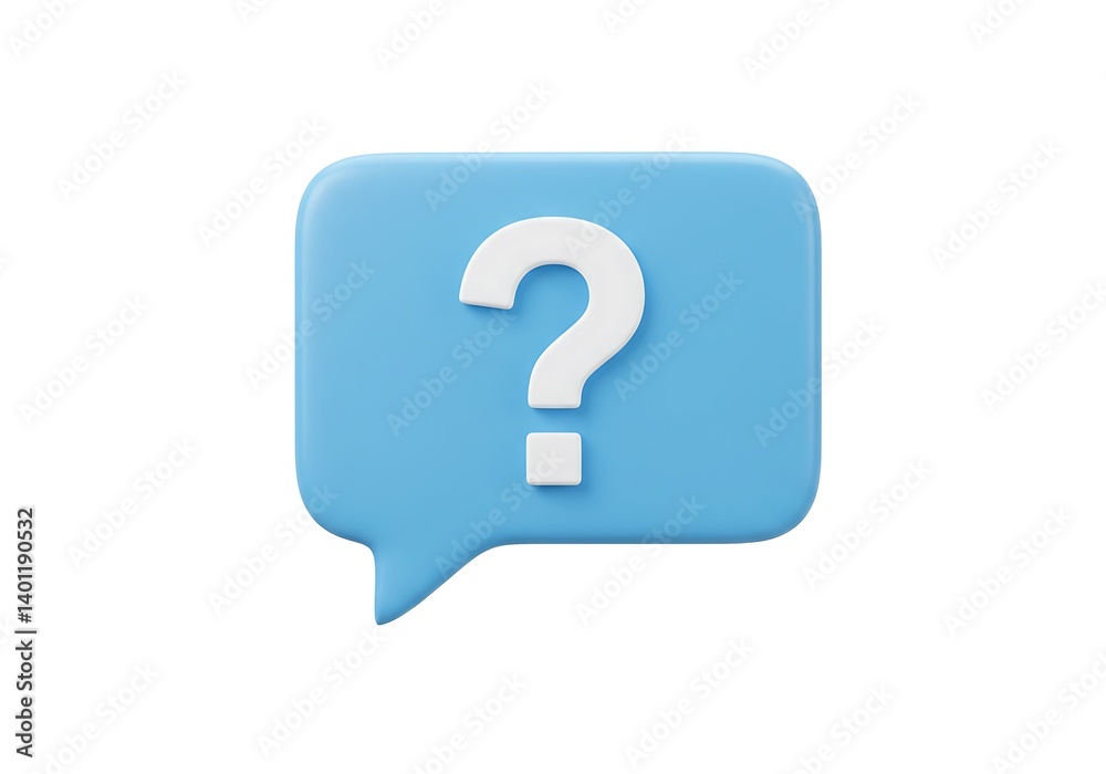 3d blue speech bubble with a white question mark isolated on a white background. 3d blue speech bubble with a white question mark isolated on a white background.