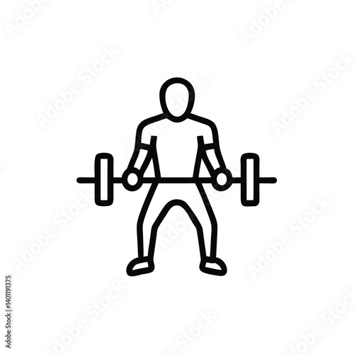 Line Art Illustration Of Man Doing Barbell Squats For Fitness And Strength Training