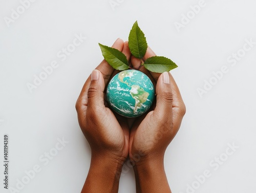Hands holding Earth, symbol of environmental care