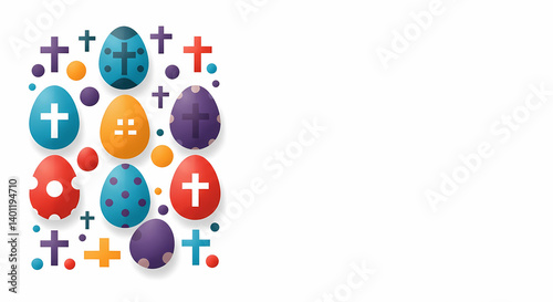 Obraz na płótnie Colorful Easter eggs with crosses in a decorative pattern w salonie