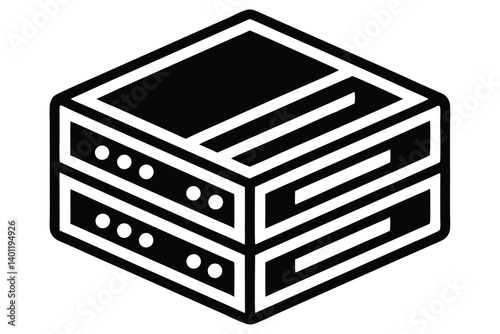 Isometric Server Rack Icon Representing Hosting or Cloud Computing Service