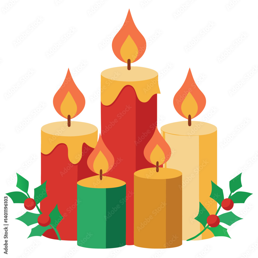 Christmas candles set vector illustration. Christmas candles set vector illustration.
