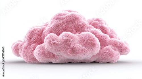 Pink Fluffy Cloud 3D Render on White Background