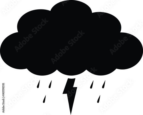 Cloud icon with thunderstorm,Dramatic Thundercloud with Rain vector illustration