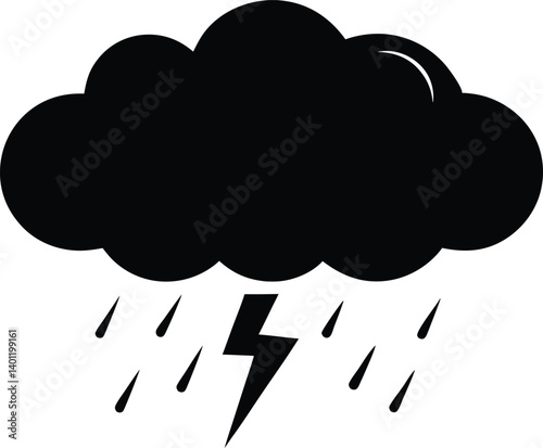 Cloud icon with thunderstorm,Dramatic Thundercloud with Rain vector illustration