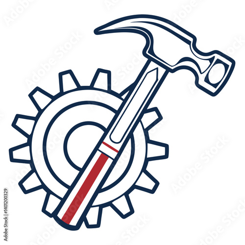 Hammer and Gear Icon for Technical and Mechanical Solutions
