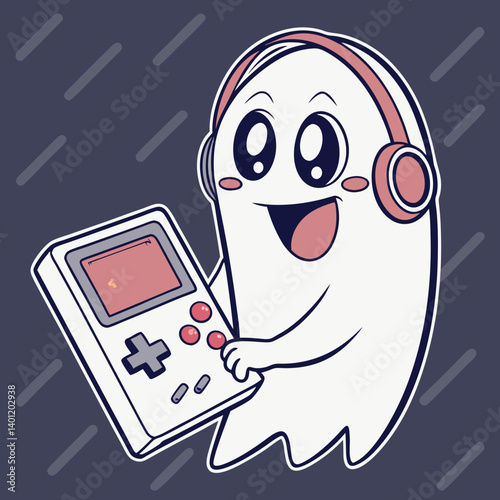 Gamer ghost emoji with translucent console
