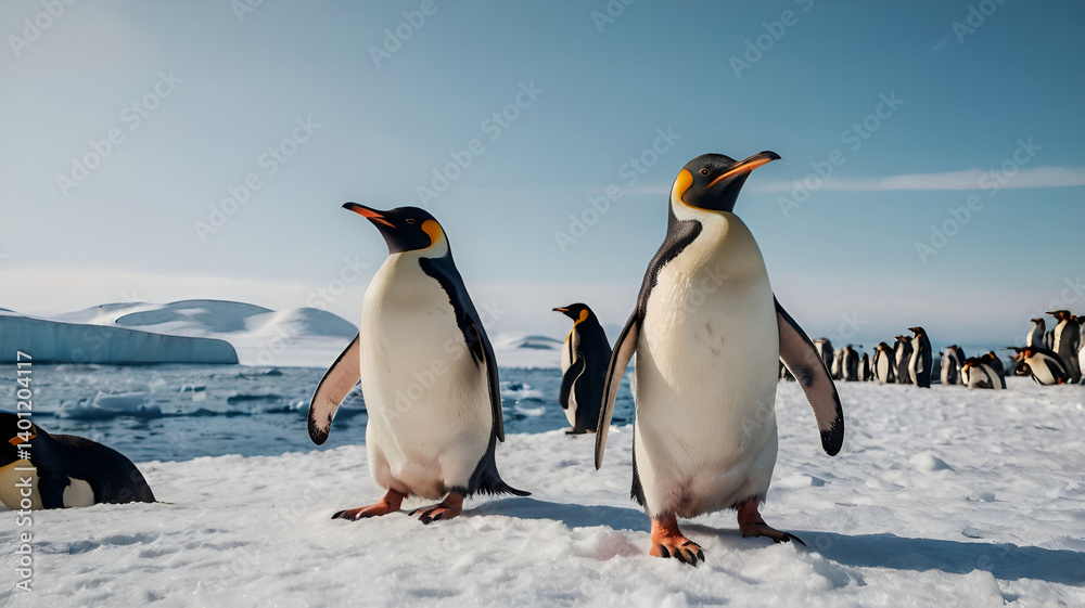Fototapeta premium two penguins on the snow
