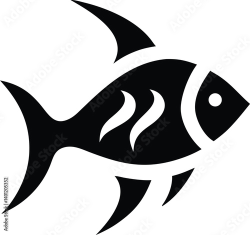 Simple Fish Icon Isolated on Transparent Background Silhouette Style