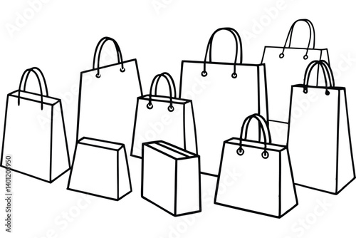 Shopping bag line art 