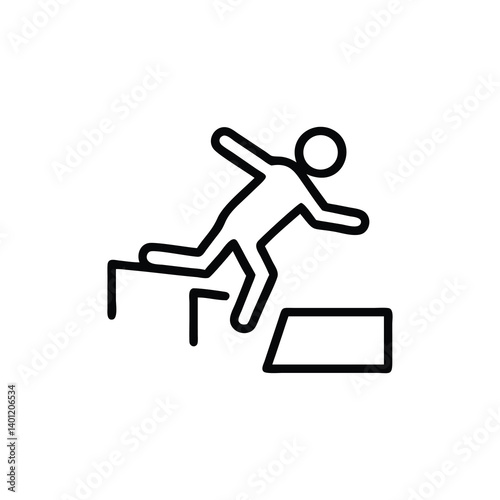 Minimalist Illustration Of Person Tripping Down Stairs Symbolizing Accident Risk And Safety Awareness