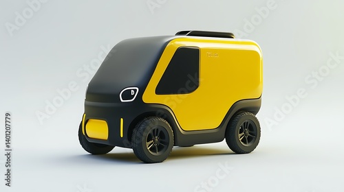 Yellow and black futuristic urban delivery vehicle
