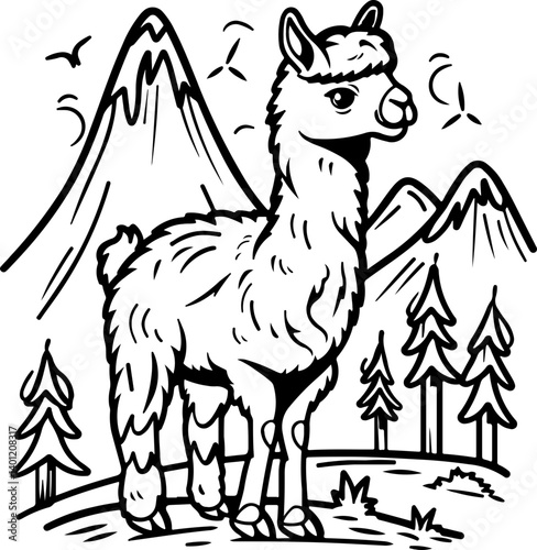 alpaca, giraffe, animal, cartoon, wild, safari, vector, zoo, illustration, mammal, animals, nature, wildlife, zebra, neck, cute, tall, funny, baby, drawing, jungle, art, design, set, fun, elephant