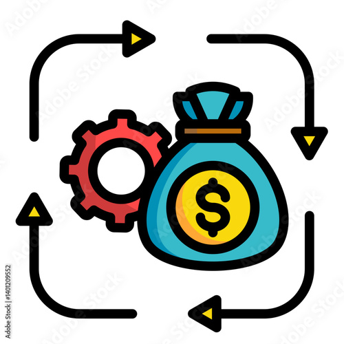 Financing Cash Flow  Icon Element For Design	