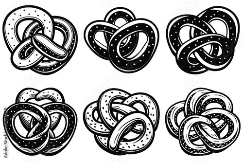 Soft pretzel bites silhouette vector illustration isolated on white background.