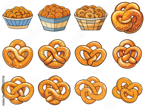 Soft pretzel bites vector illustration isolated on white background.