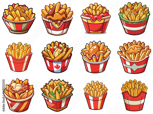 Poutine vector illustration isolated on white background.
