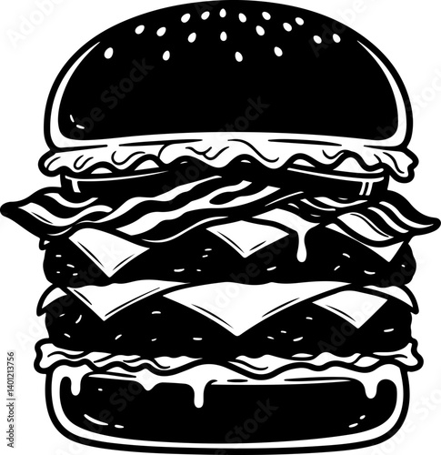 food, illustration, vector, icon, cartoon, bread, burger, taco, hamburger, sandwich, meat, cheese, meal, symbol, cheeseburger, drawing, art, design, fast, breakfast, set, chicken