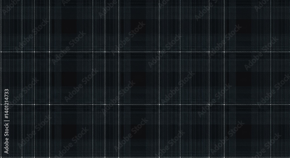 Fototapeta premium Dark tartan plaid pattern with subtle checkered texture in black and gray