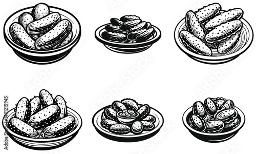 Fried Pickles food silhouette vector illustration isolated on white background.