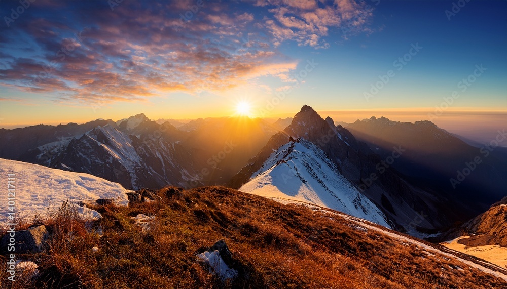 Naklejka premium sunset in the mountains