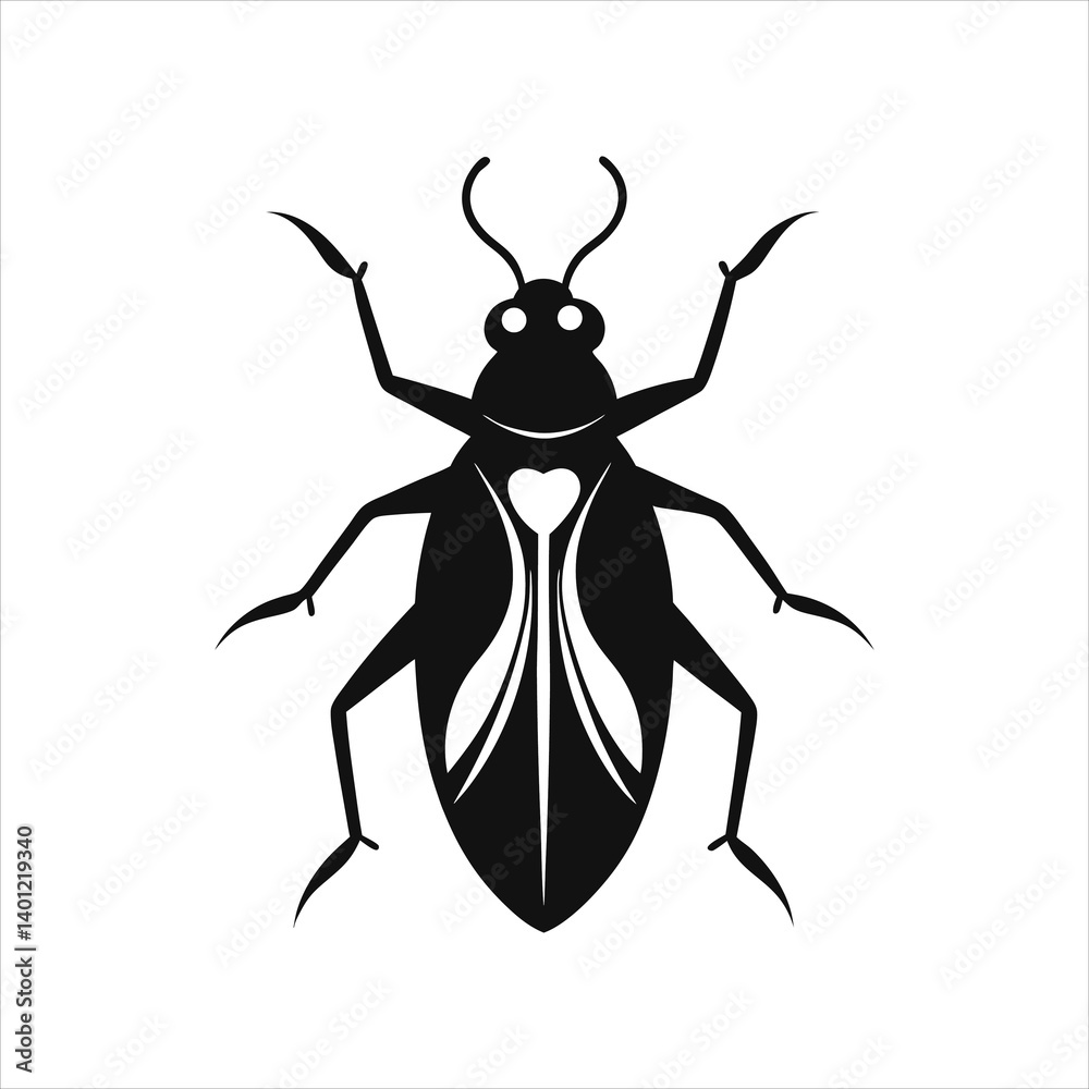 Black and White Bug Stencil Silhouette Vector Graphic Black and White Bug Stencil Silhouette Vector Graphic