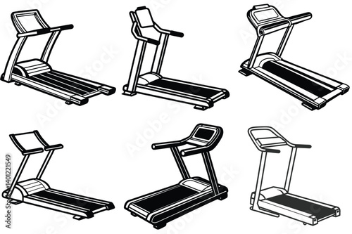Treadmill silhouette vector illustration isolated on white background.