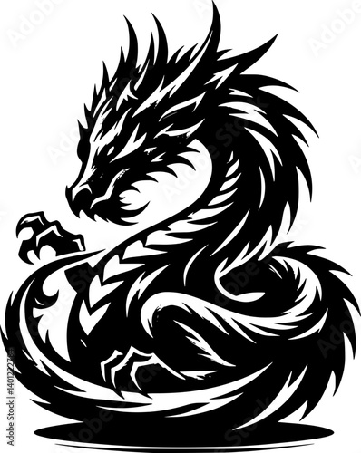 tattoo, vector, dragon, animal, illustration, tribal, symbol, black, silhouette, art, head, design, cartoon, bird, sign, nature, wild, monster, logo, tiger, lion, wolf, teeth, mascot, wildlife