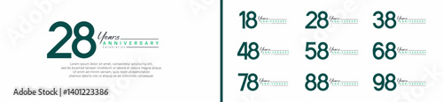 set of anniversary logo style with handwriting. vector design green color for celebration