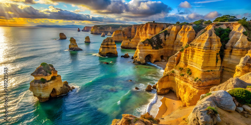Golden shores and jagged cliffs in Portugal’s Algarve region