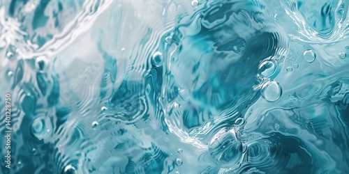Abstract Water Texture Featuring Clean, Transparent Waves and Ripples, Capturing the Natural Fluidity and Movement of Water, Perfectly Representing Calmness and Fluid Dynamics photo