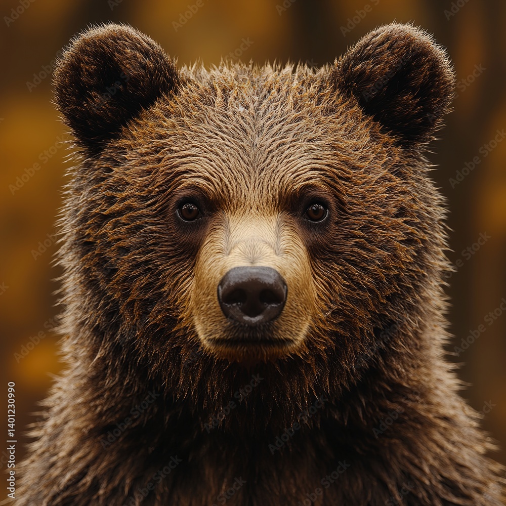 Obraz premium Wild brown bear cub closeup 