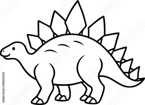 Simple Black Outline Drawing of a Stegosaurus Stegosaurus Dinosaur