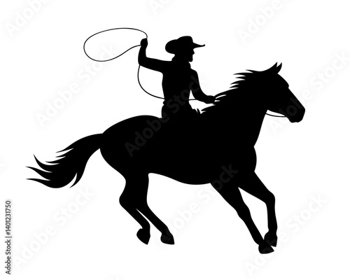 cowboy riding a running horse silhouette western galloping freedom  adventure 