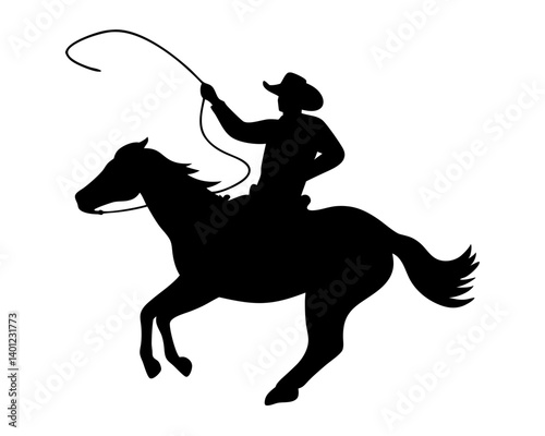 cowboy riding a running horse silhouette western galloping freedom  adventure 